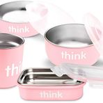 Thinkbaby – 4-parçalı Fuetter-Set bebekler ve çocuklar için Schulalter – BPA – Yemek için saklama kabı olarak da kullanılabilir – 2 x kaseler, Lunchbox ve Kindertrinkbecher kadar Pembe