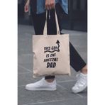 This Guy Is One Awesome Dad Babalar Günü Hediyelik Baskılı %100 Pamuklu Ham Bez Bej Çanta