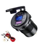 Thlevel Araç USB Şarj Cihazı Araç QC3.0 PD Tip C USB LED Voltmetre Anahtarı ile 12V/24V Araçlar Tekne Motosiklet SUV Otobüs Kamyon Karavan Deniz