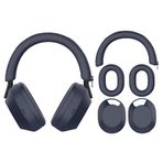 THLMT Kulaklıklar Kulak Koruyucu + Kabuk Koruyucular + Kafa Bandı Değiştirme Sony WH-1000XM5 ile Uyumlu, Kulaklıklar Kulaklıklar Kulak Kupaları Minder Kılıfları Kafa Bandı Pedleri (Mavi)