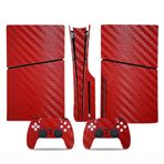 THLMT PS5 Slim Disk Sürümü ile Uyumlu Cilt Kaplaması, Oyun Konsolu Çıkartma Kaplamaları Oyun Ev Sahibi Çıkartması Tam Set Sarma Çıkartması (Dijital Sürüm için değil) (Kırmızı)
