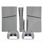 THLMT PS5 Slim Disk Sürümü ile Uyumlu Cilt Kaplaması, Oyun Konsolu Çıkartma Kaplamaları Oyun Ev Sahibi Çıkartması Tam Set Sarma Çıkartması (Dijital Versiyon için Değil) (Gümüş)
