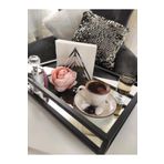 thorqtech Çay Kahve Sunum Tepsisi Dekoratif The Milas Aynalı Metal Tepsi 22cm X 30cm 2 Kişilik