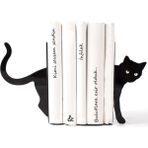 thorqtech Kara Kedi Figürlü Dekoratif Metal Kitap Tutucu Kitap Desteği