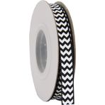 Threadart tarafından Grogren Chevron Çizgili Kurdele 3/8 inç - 10 Metre - Siyah Beyaz - Fiyonk, Hediye Paketleme, Saç Tokası ve Daha Fazlası için