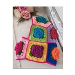 ThreadArtByNur Gül Motifli Çok Renkli Crochet Balaclava El Örgüsü Boyunluklu Bere,Örgü Şapka