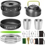 Three Beans 1 Takım 18 Adet Alüminyum Alaşım Açık Sofra Pişirme Eşyaları Dış Kamp Için Sırt Çantası Için Sofra Tencere | Açık Hava Tabloları - (Yurt Dışından) - Siyah