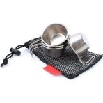 Three Beans 4 Adet / Takım Cilalı 50 ml Mini Paslanmaz Çelik Atış Fincan Net Çanta ile Şarap Bardakları Içme Taşınabilir Açık Kamp Şarap Cam | Kamp Tencere - (Yurt Dışından) - Gümüş