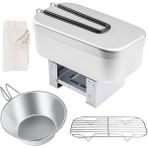 Three Beans Mini Katlanır Soba Öğle Yemeği Kutusu Buğulama Raf Kase Combo Piknik Kamp Yürüyüş Için Set Balıkçılık Dağcılık 캠핑 용품 | Açık Hava Tablosu - (Yurt Dışından) - Gümüş