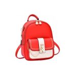 Three Beans Moda Yumuşak Deri Sırt Çantası, Büyük Kapasiteli Kadın Çanta Tek Omuz Crossbody Çok Amaçlı Öğrenci Çantası (Yurt Dışından) - Kırmızı