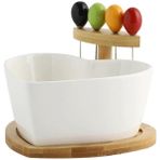 Three Beans Seramik Kalp Şeklinde Meyve Salatası Kase Snack Tatlı Servis Kase Kahvaltı Tahıl Kase Çatallı Mutfak Aletleri Sofra Takımı | Kaseler (Yurt Dışından)