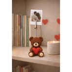 Three Dittle Birds Amigurumi Stil Ayıcık Fotoğraf ve Not Tutucu – Klipsli Masaüstü Notluk - Kahverengi
