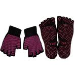 ThreeH Yoga çorabı ve eldiven seti, kaymaz, kadınlar için, yoga dansı ve pilates için, ayak parmağı ölçüsü 4,5 – 7, Siyah, Tek Beden Artı