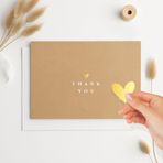 ThreeKin Collective Zarflı 25'li Paket Teşekkür Kartları - Zarif 3.5 "x 5" Gerçek Altın Folyo Damgalı Katlanmış Kraft Kağıt | Düğün, Nişan ve Bebek Duş Kırtasiye, ABD İş Dünyası
