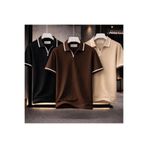 threeoff Erkek 3’lü Polo Yaka Tişört Seti Oversize V Yaka Biyeli Basic Model