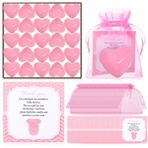 Threlaco 50 Set Bebek Duş Şekeri 50 Adet Sevgililer Günü Kalp Şekilli Tealight Misafirler için Bebek Duş Mumları Tealight 50 Adet Teşekkür Kartı ve Cinsiyet Gösterimi için 100 Adet Hediye Çantası