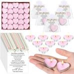 Threlaco Misafirler için 100 Set Düğün Hediyesi 100 Kalp Şekilli Mum Mini Mum Düğün Mum Konuklar için 100 Teşekkür Kartı ve Organze Çanta Düğün Parti Hediyeleri (Aşk, Pembe)