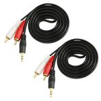 ThtRht 2 paket ses kablosu 1/8 '' 3.5mm TRS erkek 2 RCA erkek Stereo ses kablosu bilgisayar Mp3 telefon bağlantı noktası bağlamak için ev sineması ses sistemi amplifikatör hoparlör 1.5 metre