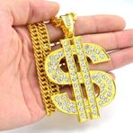 Thug Life Hip Hop Rap Gangster Büyük Dolar Kolye Zinciri Gümüş