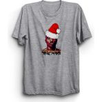Thug X-Mas, Eşkıya Noeli, Santa Tupac, 2pac, Noel, Yeniyıl, Yılbaşı, Gri %100 Pamuk Tişört - 3XL
