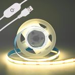 THUNGCIT COB LED ışık şeridi, 5 V, USB bant, 320 LED/m, kısılabilir LED ışık şeridi, USB TV arka plan aydınlatması, esnek alt dolap şerit ışığı, yatak odası için (doğal beyaz 4000 K, 1 m)