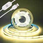 THUNGCIT COB LED ışık şeridi, 5 V, USB bant, 320 LED/m, kısılabilir LED ışık şeridi, USB TV arka plan aydınlatması, esnek alt dolap şerit ışığı, yatak odası için (doğal beyaz 4000K, 3M)