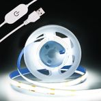 THUNGCIT COB LED ışık şeridi, 5 V, USB bant, 320 LED/m, kısılabilir LED ışık şeridi, USB TV arka plan aydınlatması, yatak odası için esnek alt dolap bant ışığı (soğuk beyaz 6500K, 1M)