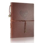 THXMADAM Vintage Defter A5 Deri Kapaklı Yazı Defteri, Gevşek Yaprak Seyahat Günlüğü, Doldurulabilir Eskiz Defteri, 200 Kraft Sayfa/100 Yaprak ve 1 PVC Fermuarlı Cep Hediyesi, Erkek, Kadın Öğrenci için