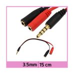 Ti-Mesh 3.5Mm 4 Kutuplu 3 Halka 2X3.5Mm Jack Trrs Mikrofon+Ses Kablosu - 15Cm