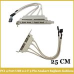 Ti-Mesh Pcı 4 Portlu Usb 2.0 A Female Vidalı Anakart 9Pin Bağlantı Kablosu - 25Cm