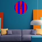 Tİ-PLAY BORDO MAVİ ÇİZGİLER 30X30CM AKRİLİK DEKORATİF MODERN DUVAR SAATİ