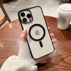 Tia aks iphone 14 için kablosuz şarj ile uyumlu, kamera lens korumalı lazer kılıf siyah