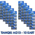 Tianqiu AG13 LR44H 357A A76 SR44SW 1.5 V 100'lü 10 Kart Alkalin Pil