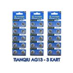 TIANQIU Saat Pili Ag-13 Lr44 A76 Toplam 3 Kart (30adet)