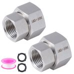 TianTianUp 2 Adet Paslanmaz Çelik Bahçe Hortum Bağlantı Parçaları Konnektörler Adaptörü, 3/4 "GHT Dişi 1/2" NPT Dişi Ağır Hizmet Paslanmaz Çelik Onarım Dişi Çift Dişi Çift Su Hortumu Konnektörü