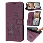 TIANYUE Samsung Galaxy Xcover 4/4S Kılıf, Yavru Kedi Desenli Kabartmalı Cüzdan Kılıf, [Kart Yuvaları] [Ekran Standı] Galaxy Xcover 4-Kırmızı