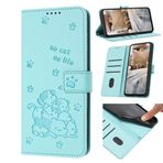 TIANYUE Xiaomi Poco M6 5G için kılıf, Kabartmalı kedi yavrusu desenli Deri Cüzdan kılıfı, [Kart Yuvaları] [Görüntüleme Standı] Xiaomi Poco M6 5G Telefon Kapağı ile Uyumlu Kılıf - Yeşil