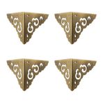 Tiazza 4 Adet Antik Pirinç İçi Boş Bulut Desenli İki Taraflı Köşe Koruyucuları Vintage Mobilya Masa Kenarı Ahşap Takı Hediye Kutusu Dolap Köşe Koruması (Antik Bronz)