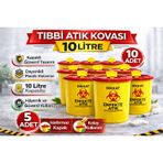 Tıbbi Atık Kovası 10 Litre 10 Adet Kapaklı Tıbbi Atık Kutusu Enfekte Atık Kovası Seti 3MjUzNjc0MDExMQ