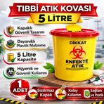 Tıbbi Atık Kovası 5 Litre 1 Adet Kapaklı Tıbbi Atık Kutusu Enfekte Atık Kovası 3MjUzNjM5MDc1Ng