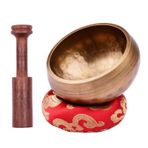 Tibet şarkı söyleyen kase seti 8 cm/3 inç El Yapımı Metal Ses Kasesi ve Yumuşak Yastık ve Ahşap Forvet ile Meditasyon Ses Çakra Şifa Yoga Gevşeme