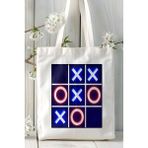 Tic Tac Toe Mobil Oyun Baskılı Bez Çanta Omuz Çantası Çift Tafaflı Baskı Kişiye Özel 1