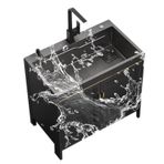 Ticari Ayaklı Tek Mutfak Evyesi Dolap Süzgeç Ünitesi ve Musluk Çamaşır Odası Yardımcı Odası Banyo Vanity Lavabolar Combo Veranda Bahçe Dış Mekan için 75x45x80cm