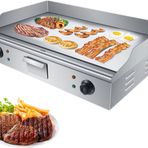 Ticari barbekü elektrikli plaka, 4400 W, Teppyaki paslanmaz çelik ızgara, sıcaklık kontrolü, çift sıcaklık kontrolü, 50-300 ℃ ve yağ akışı ayarı