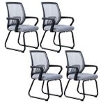 Ticari Konferans Koltuğu Seti Ergonomik Bel Desteği Ofis ve Mobilya 4 Parça Siyah Gri Toplantı Odası Oturma ve Şık Tasarım