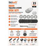 Ticisoft 23 Parça Mini Kesme Taşlama Disk Seti Gravür Kalıpçı Makinesi Uyumlu Elmas Kesici Zımpara Seti