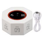 Ticktime Pomodoro Verimlilik Zamanlayıcı Küp, G Sensörlü Masa Verimlilik Küp Zamanlayıcısı Taşınabilir USB Taşınabilir USB Şarj Edilebilir Flip Saat Görev Çalışma Çalışması (WHITE)