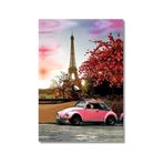 Tictac Eyfel Ve Pembe Araba 60x90 Cm Kanvas Tablo