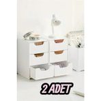 Tidy 2 Adet Mini Çekmece Organizer 3 Çekmeceli Çok Amaçlı Düzenleyici-Takı Hobi Aksesuar Organizeri - Beyaz