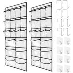 TidyMaster 2'li Paket Ekstra Büyük Asılı Kristal Netliğinde Kapı Üstü Ayakkabı Düzenleyicileri, dolap ayakkabı düzenleyici ayakkabı rafı düzenleyici ayakkabı saklama, 12+6Pockets, 8+8Hooks, beyaz (59